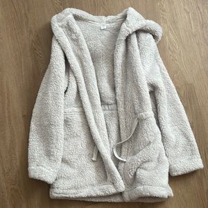 Old navy grey hooded sherpa drawstring robe